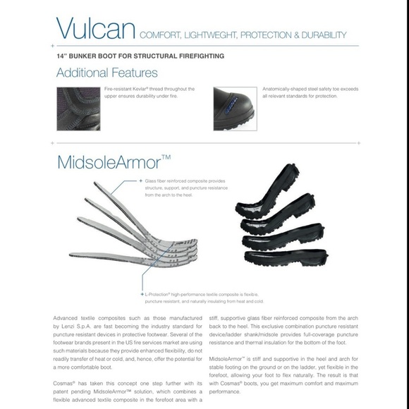 Cosmas Vulcan 14” Leather/Kermel Structural Bunker Boot Women’s Size 7.5 New NWT - Picture 8 of 16